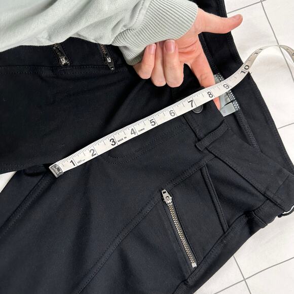 Athleta Pants Womens 2 Petite Black Ponte Knit Moto Stretch Casual Zip Pockets - Picture 9 of 10